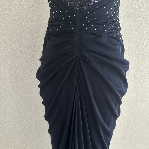 Adrianna Papell Navy Off Shoulder Maxi Dress - Picture 5 of 12
